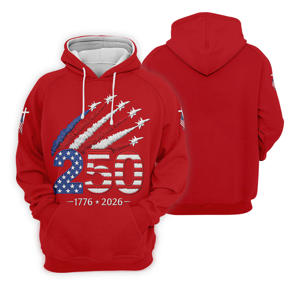 Flying Fighter Jets Faith Cross Patriotic 4th Of July Red Golf Shirt, 250 Years Golf Shirt For Women