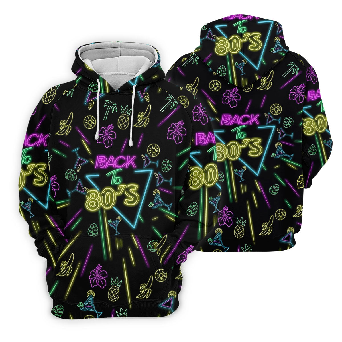 Back To 80's Neon Pattern Hawaiian Golf Shirt, Tropical Vibe Golf Shirt For Women