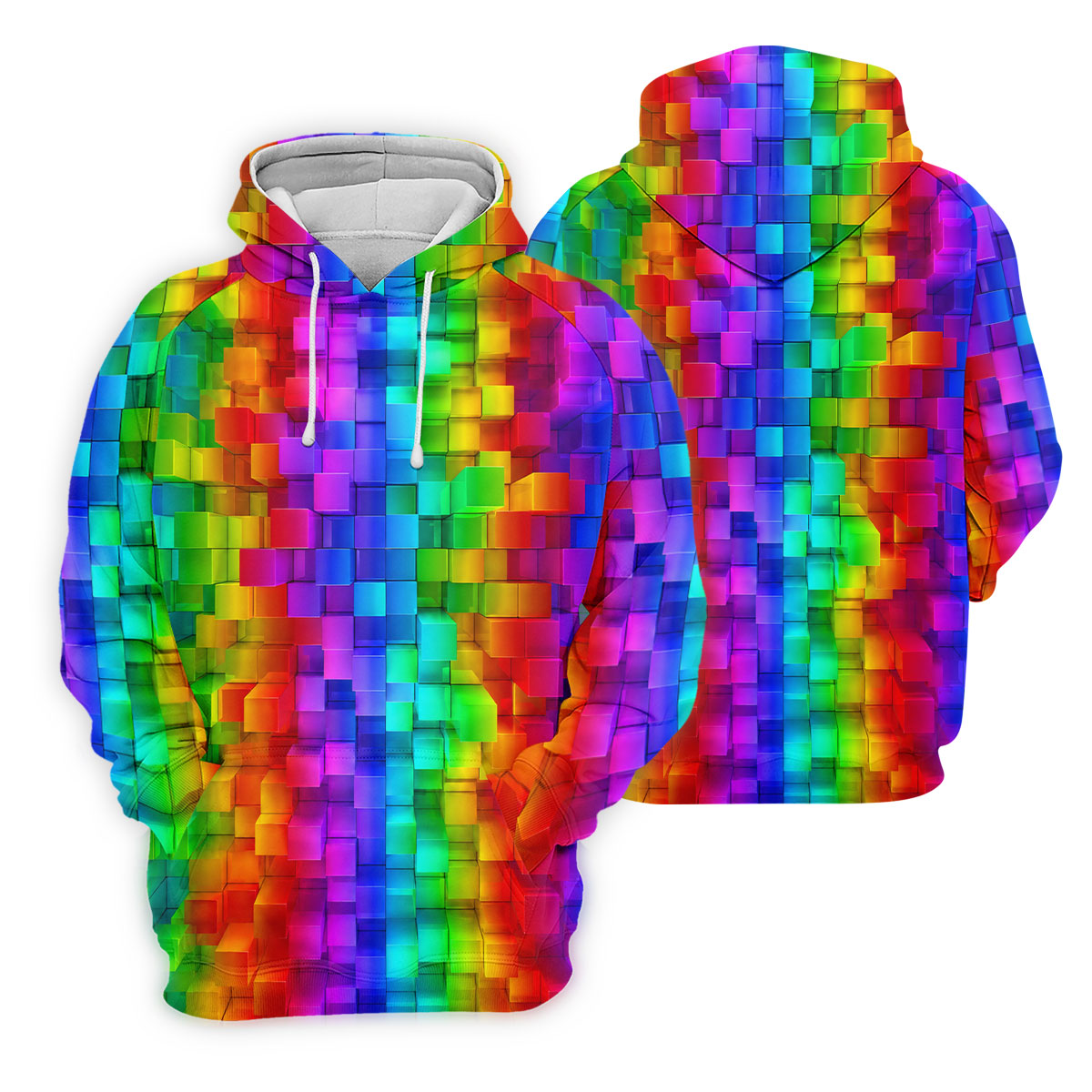 Rainbow Cube 3D Effect LGBT Support Golf Tops For Men, Gay Pride Month Celebrate Golf Shirts For Men