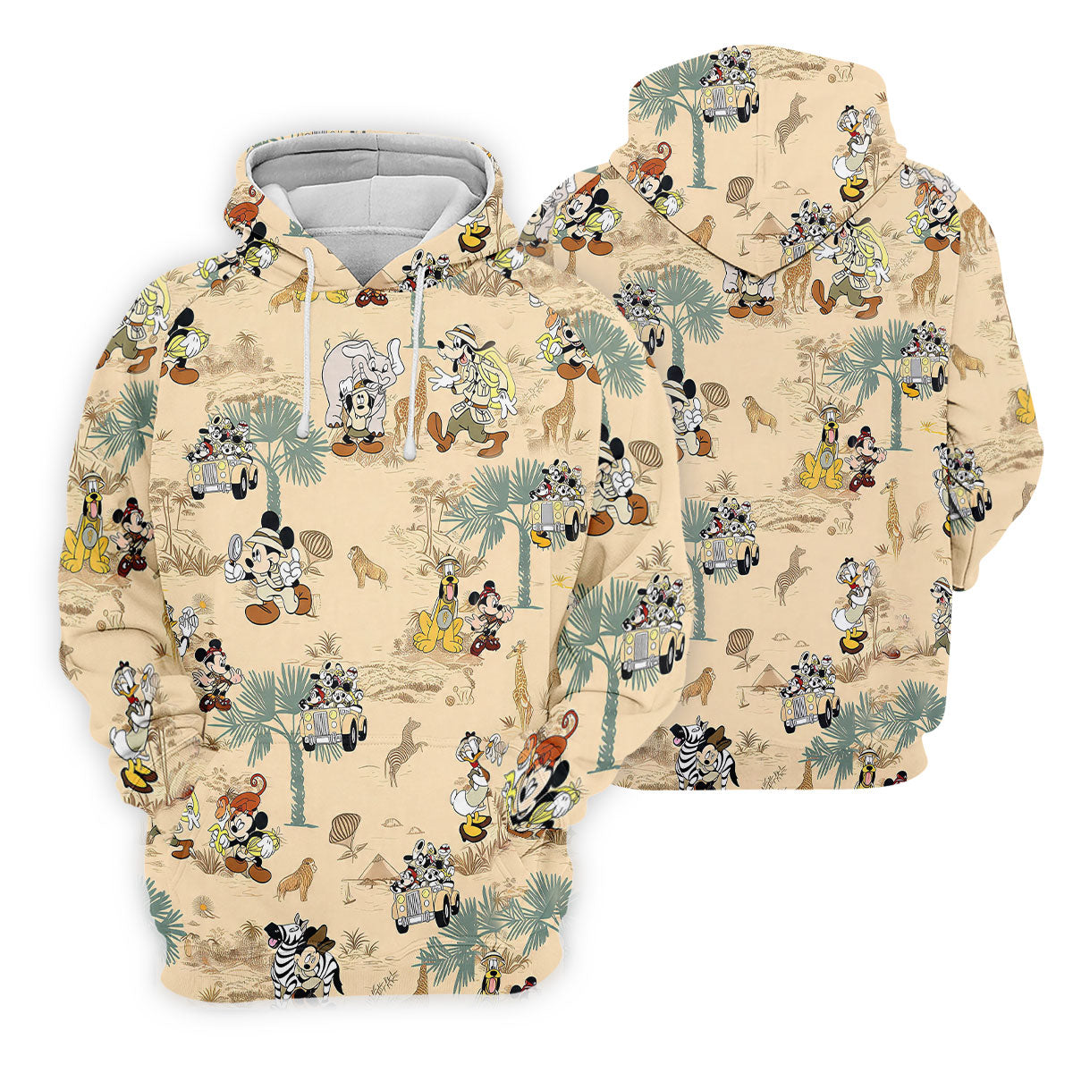 Safari Adventure Cartoon Pattern Golf Polo Shirt, Golf Shirts For Women, Women’s Golf Polo