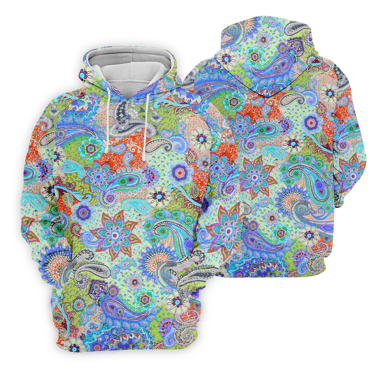Colorful Boho Paisley Floral Pattern Golf Polo, Hawaiian Golf Shirt, Golf Apparel For Men
