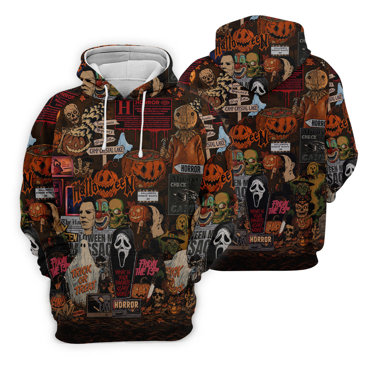Horror Character Halloween Collage Golf Polo Shirt, Womens Golf Apparel, Ladies Golf Tops