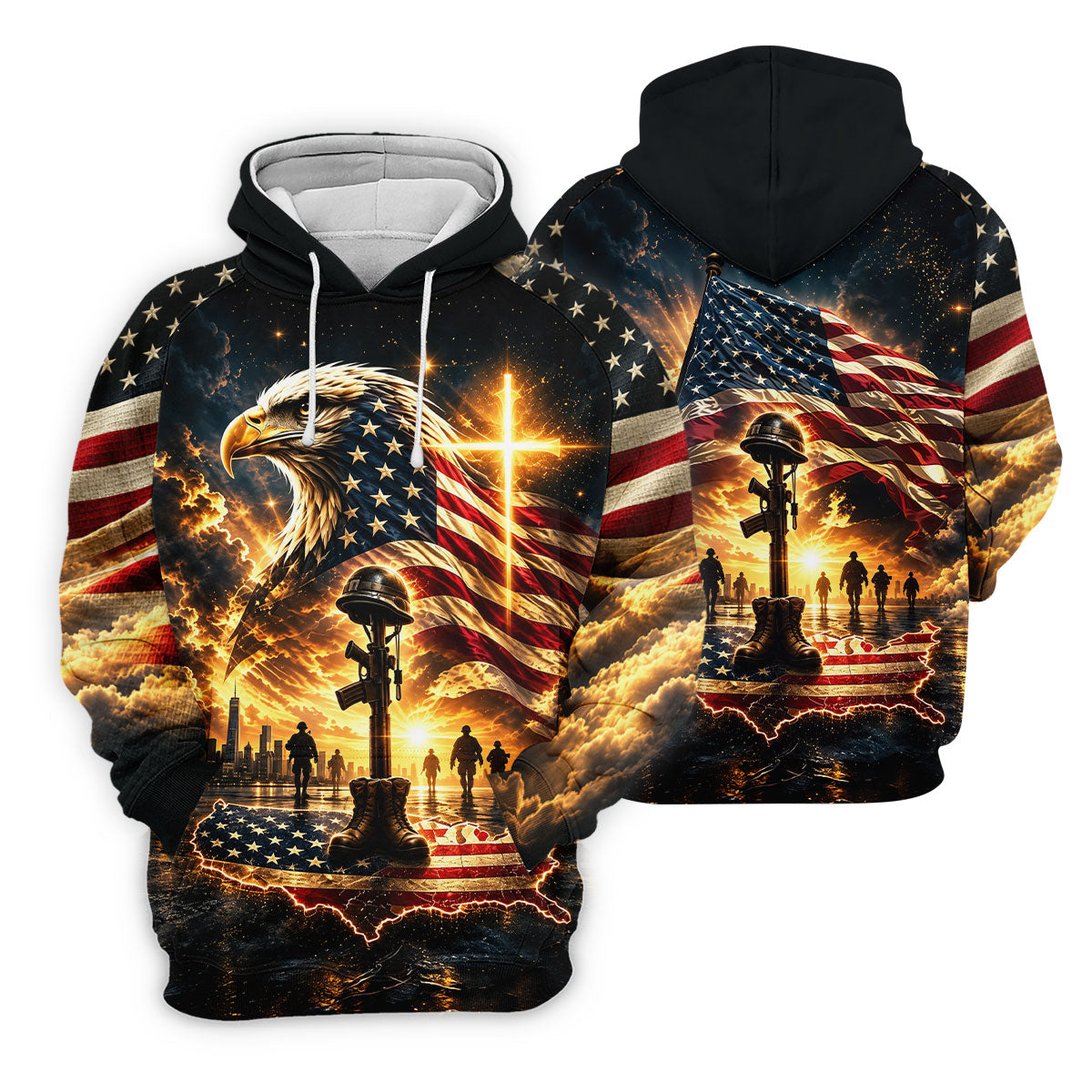 Eagle Cross Soldier Memorial Golf Polo Shirt, Womens Golf Tops, Veterans Day Shirt