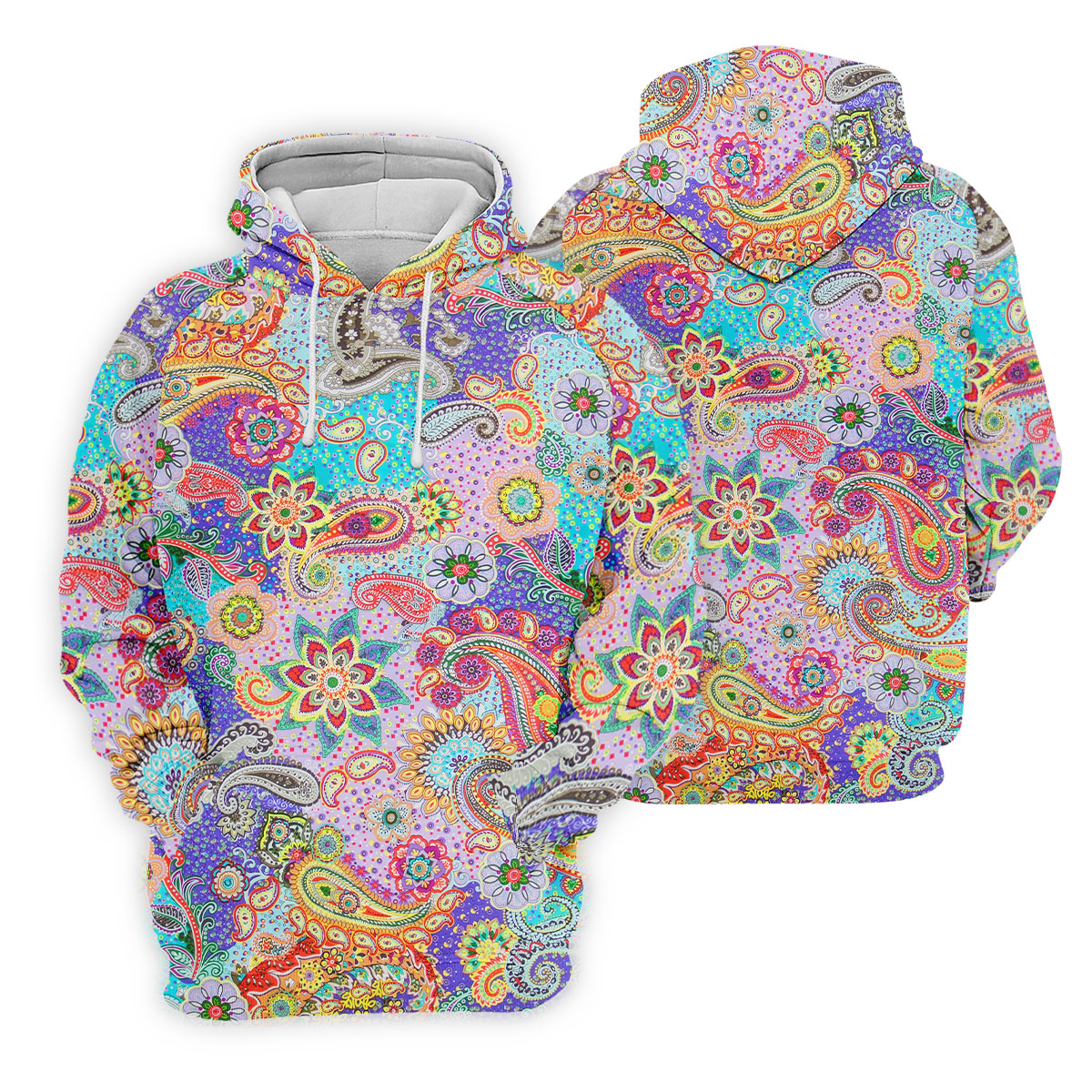 Vibrant Paisley Floral Patchwork Golf Polo Shirt, Hawaiian Golf Shirt, Mens Golf Polo