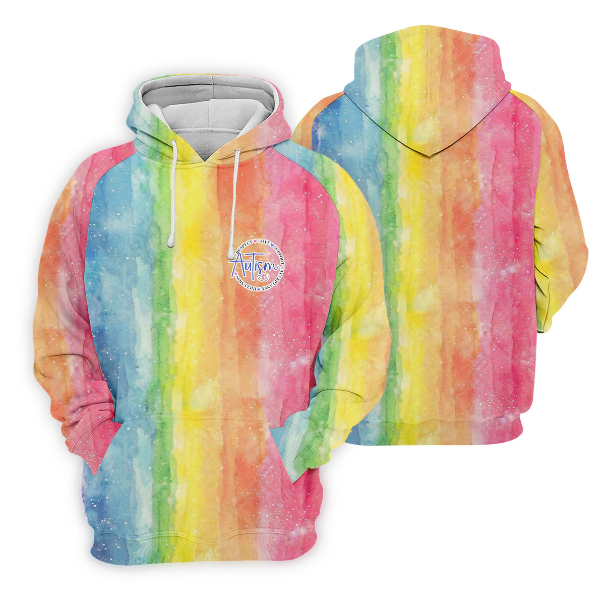 Autism Awareness Watercolor Rainbow Men's Golf Shirt, Polo Shirts For Men, Golf Shirts For Men