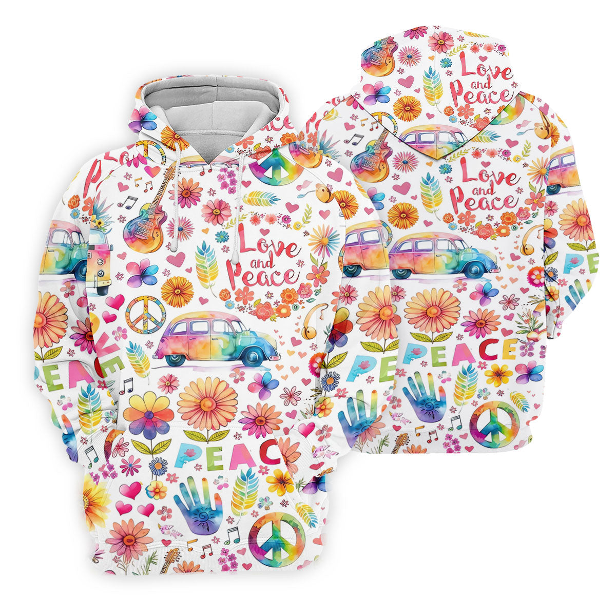 Retro Love Peace Van Floral Hawaiian Golf Shirt, Women’s Golf Tops, Performance Golf Shirt