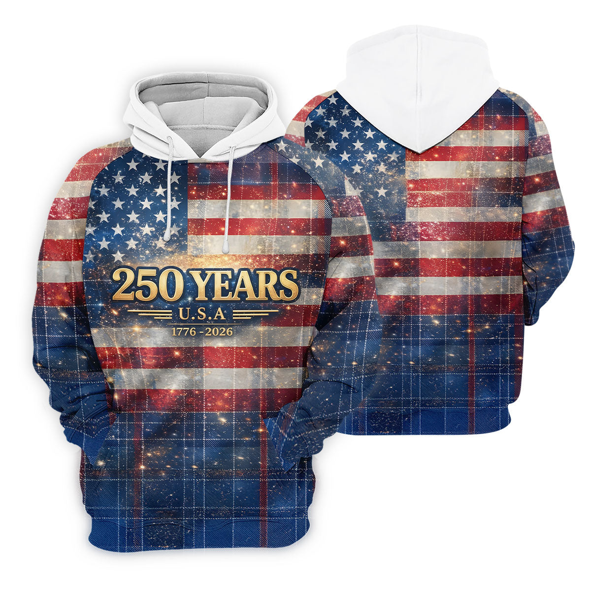 250 Years USA Galaxy Overlay Checkered Patriotic Golf Shirt, 4th Of July Golf Shirt For Women
