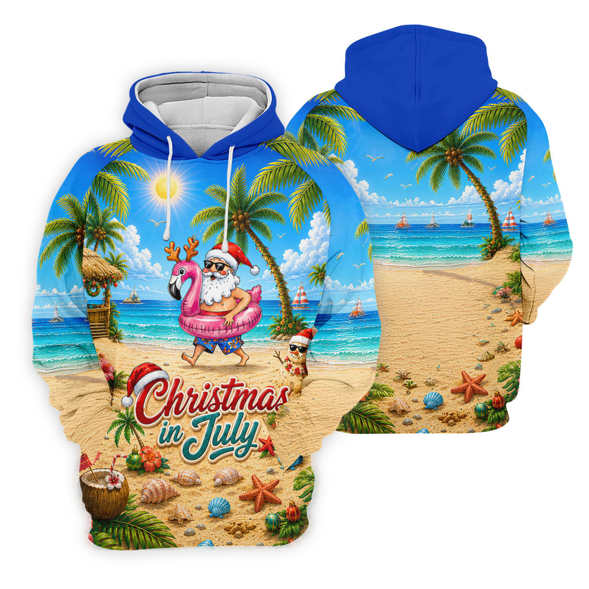Santa Christmas In July Beach Golf Shirt, Christmas Golf Shirt, Golf Apparel For Men