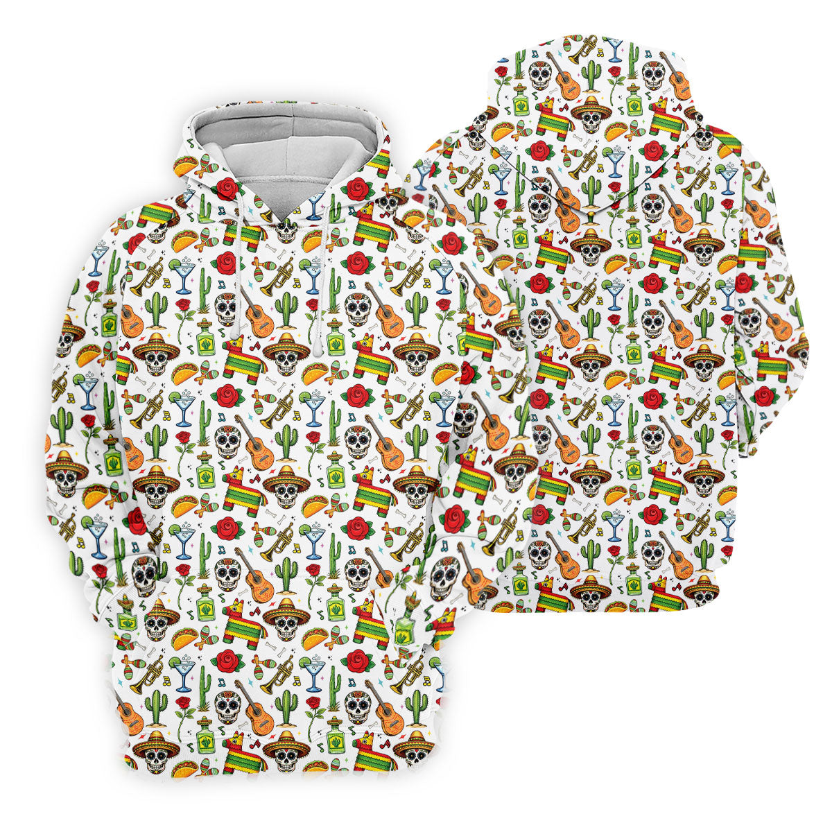 Decorated Skulls Party Items Cinco De Mayo Celebration Fiesta Themed White Golf Shirts For Men