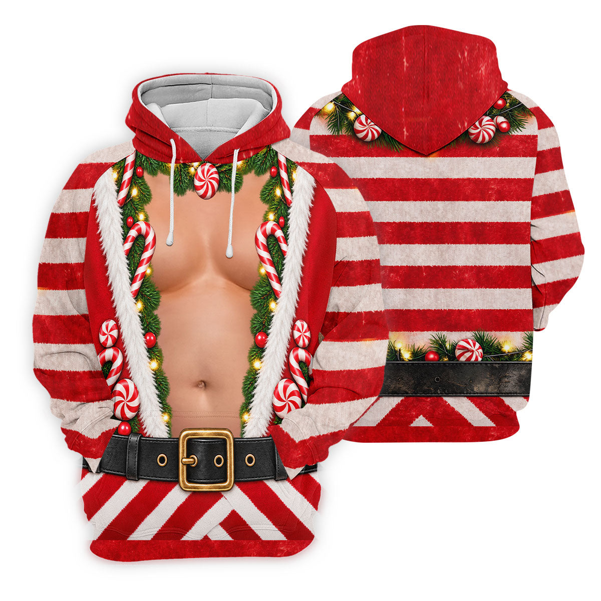 Christmas Candy Cane Santa Suit Polo Shirt, Mens Golf Shirts, Golf Apparel For Men
