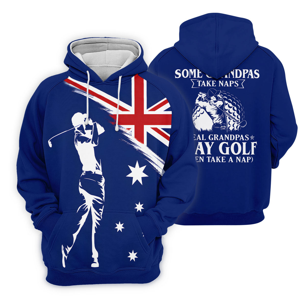 Real Grandpas Play Golf Then Take A Nap Australia Flag Print Fun Women's Golf Shirts, Ladies Golf Polos