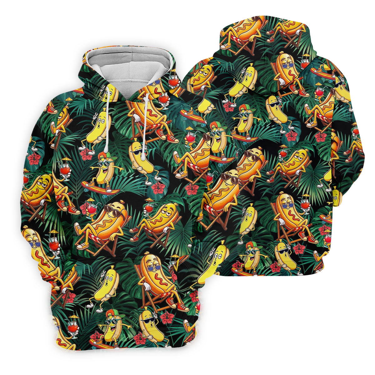 Funny Hot Dog Banana Tropical Hawaiian Golf Shirt, Womens Golf Tops, Ladies Golf Shirts
