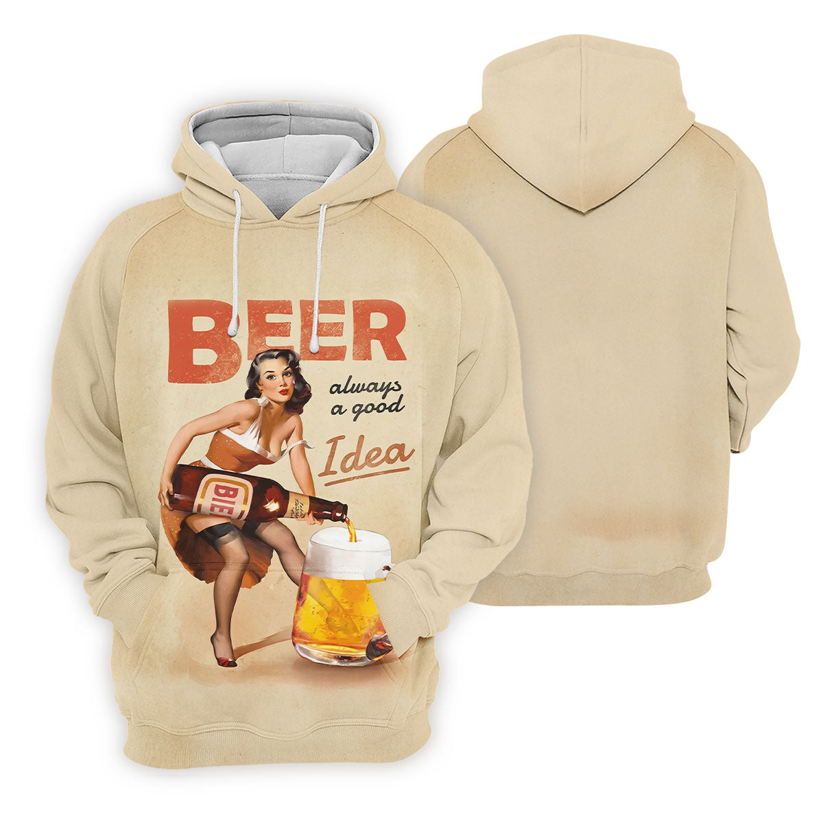 Vintage Beer Pin-Up Girl Design Golf Shirt, Women's Golf Shirt, Hawaiian Golf Shirt, Golf Polo For Women