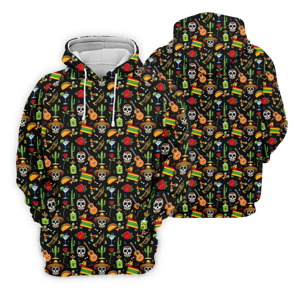Decorated Skulls Party Items Cinco De Mayo Celebration Fiesta Themed Black Golf Shirts For Men