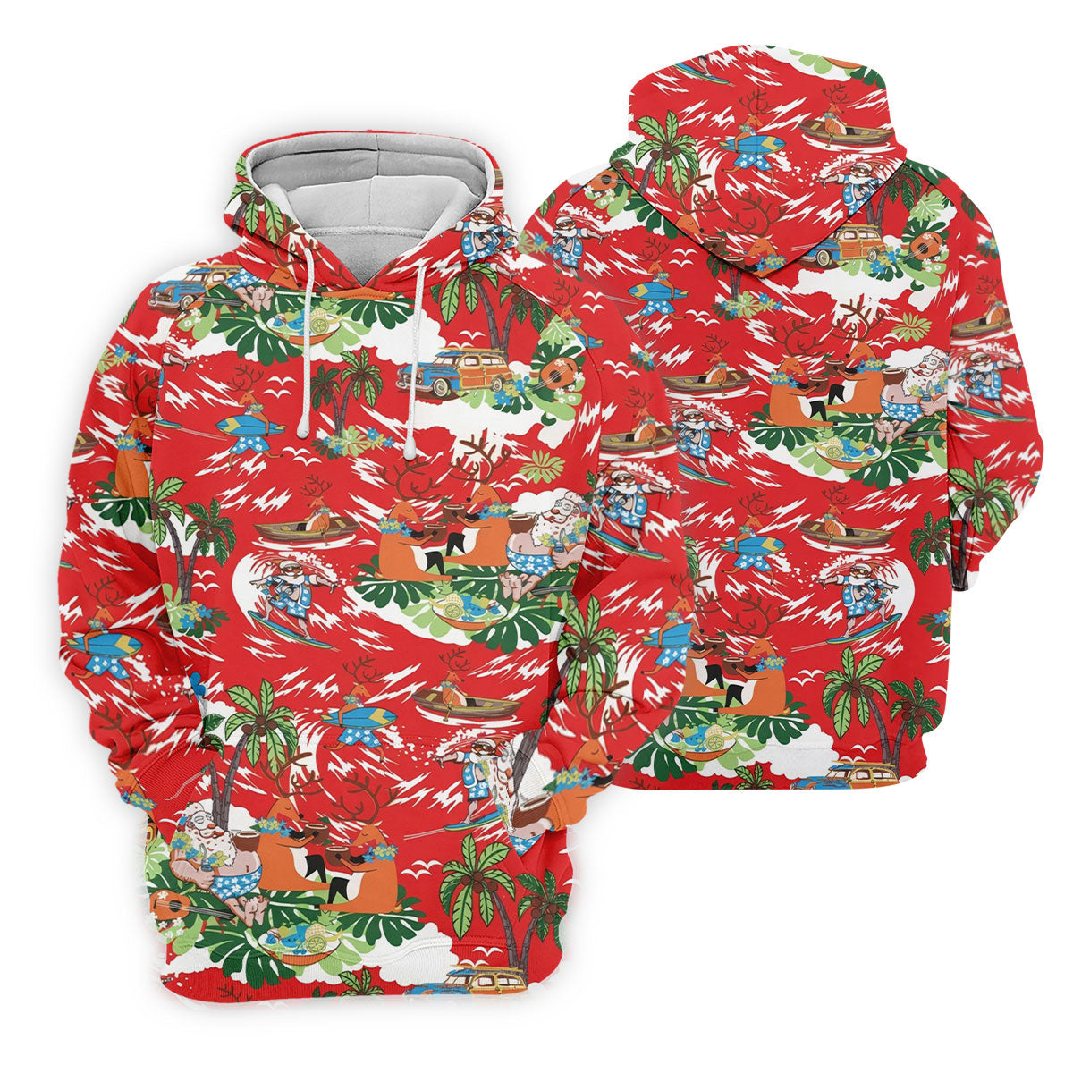 Women's Funny Tropical Santa Surfing Golf Shirt, Christmas Golf Shirt, Women’s Golf Polo