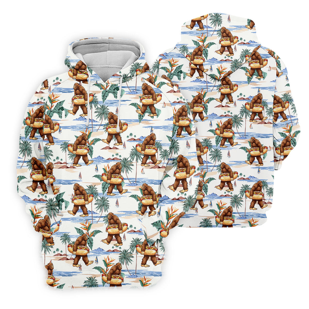 Bigfoot Hot Dog Beach Hawaiian Shirt, Women’s Golf Polo, Golf Tops For Women, Women’s Golf Apparel