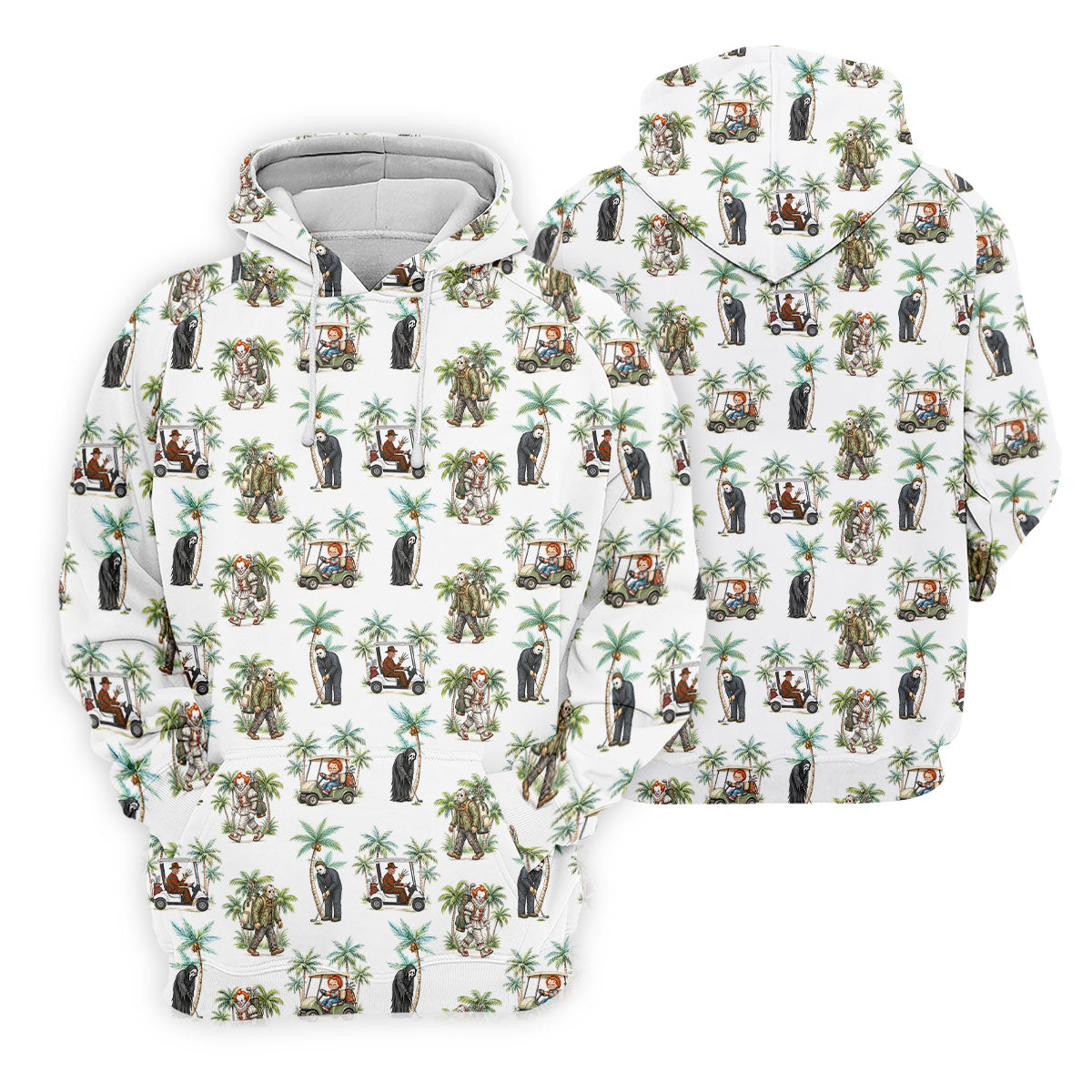Tropical Horror Character Halloween Golf Shirt, Printed Golf Shirts, Golf Apparel For Men