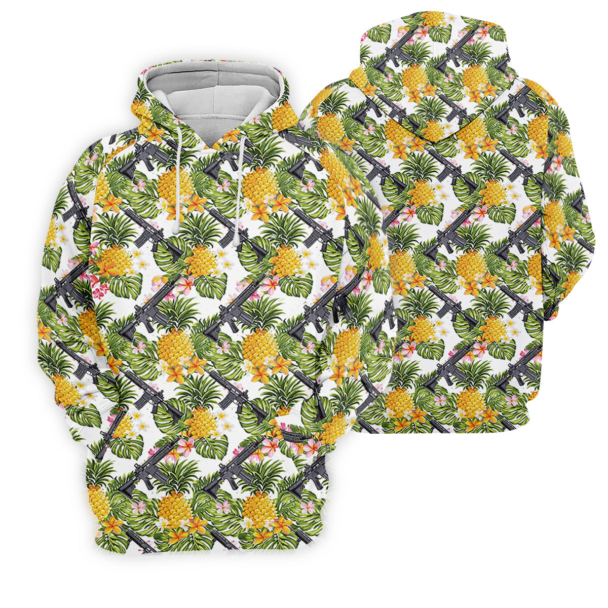 Tropical Pineapple Rifle Hawaiian Golf Shirt Pattern, Hawaiian Golf Shirt, Golf Apparel For Men
