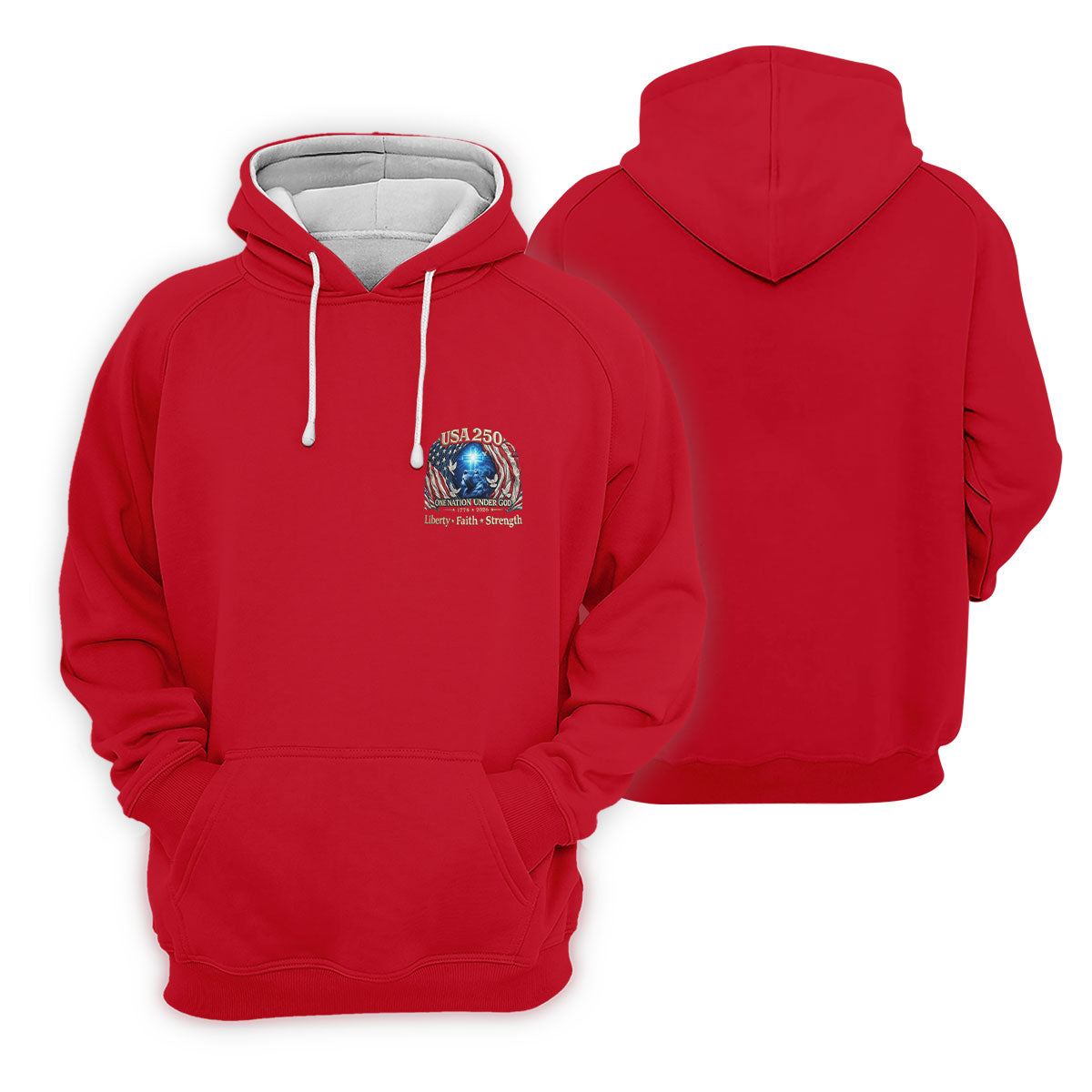 One Nation Under God Faith Cross USA 250 Logo Red Golf Shirt, 4th Of July Golf Shirt For Women