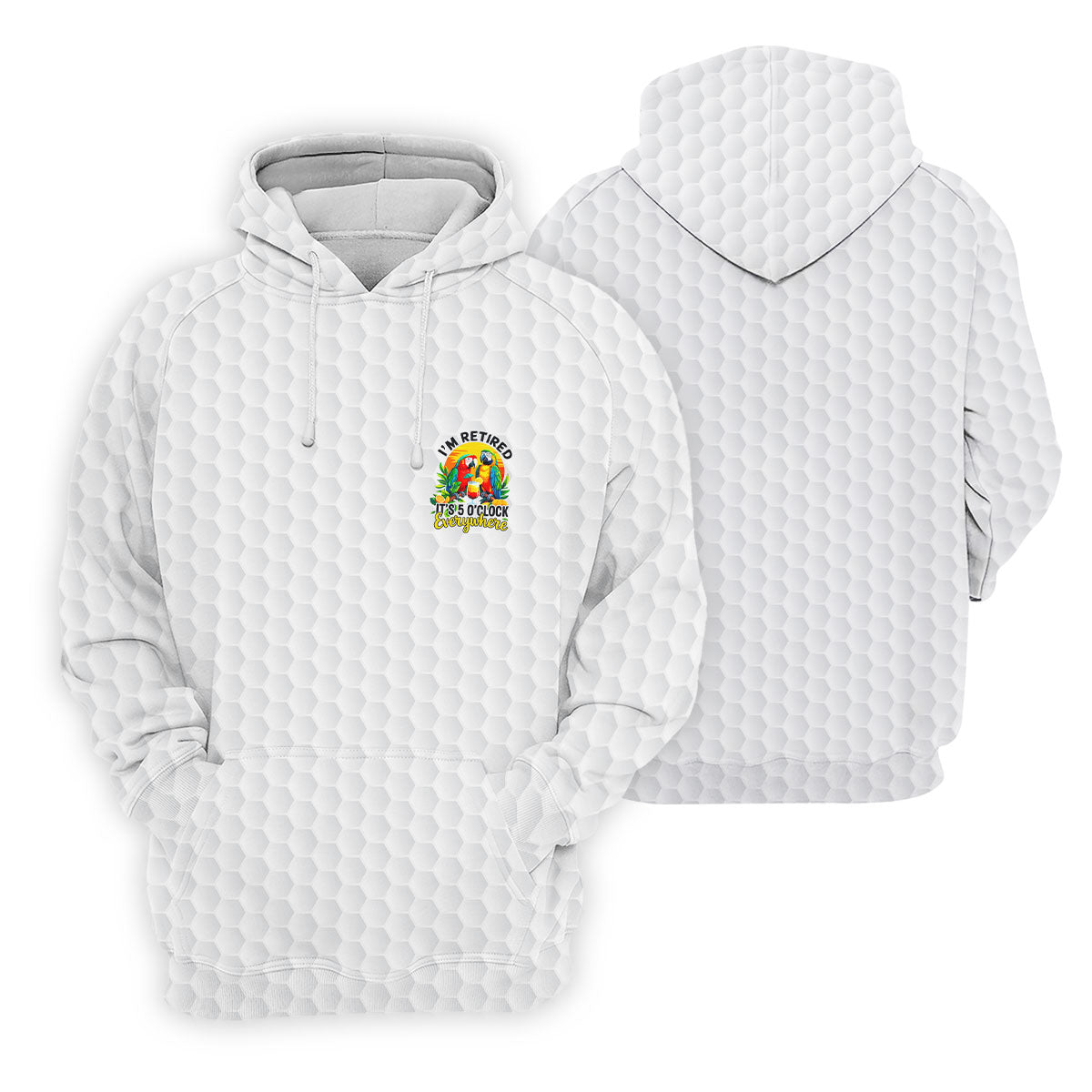 White Tropical Parrot Happy Retirement Golf Polo Shirt, Hawaiian Golf Shirt, Mens Golf Shirts