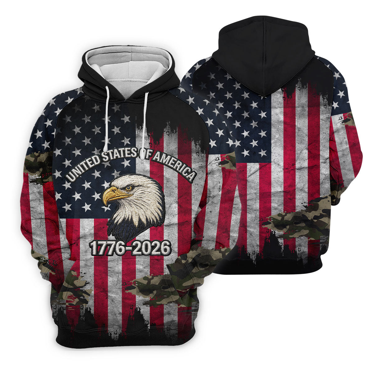 USA Bald Eagle 250 Years Camo American Flag Golf Shirt, Patriotic 4th Of July Golf Shirt For Women