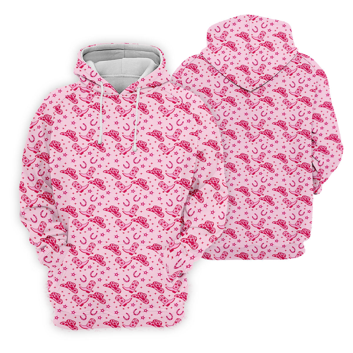 Pink Cowgirl Boots Hat Pattern Hawaiian Golf Shirt, Golf Polo Shirts For Men, Mens Golf Apparel