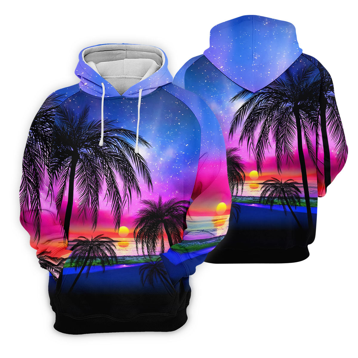 Palm Tree Beach Sunset Golf Shirt, Mens Golf Polo, Printed Golf Shirts, Golf Apparel For Men