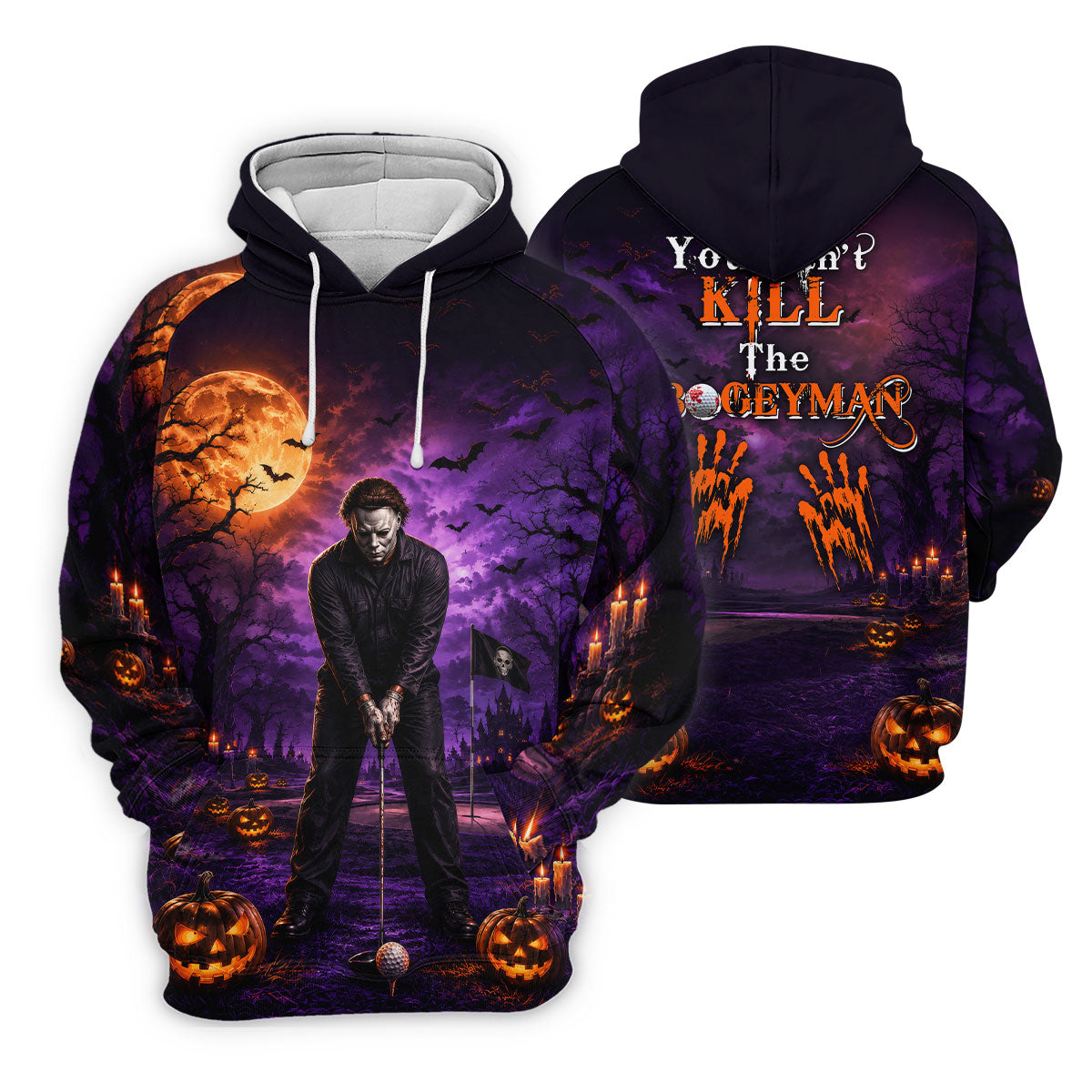 You Can't Kill The Bogeyman Halloween Polo Shirt, Hawaiian Golf Shirt, Mens Golf Apparel
