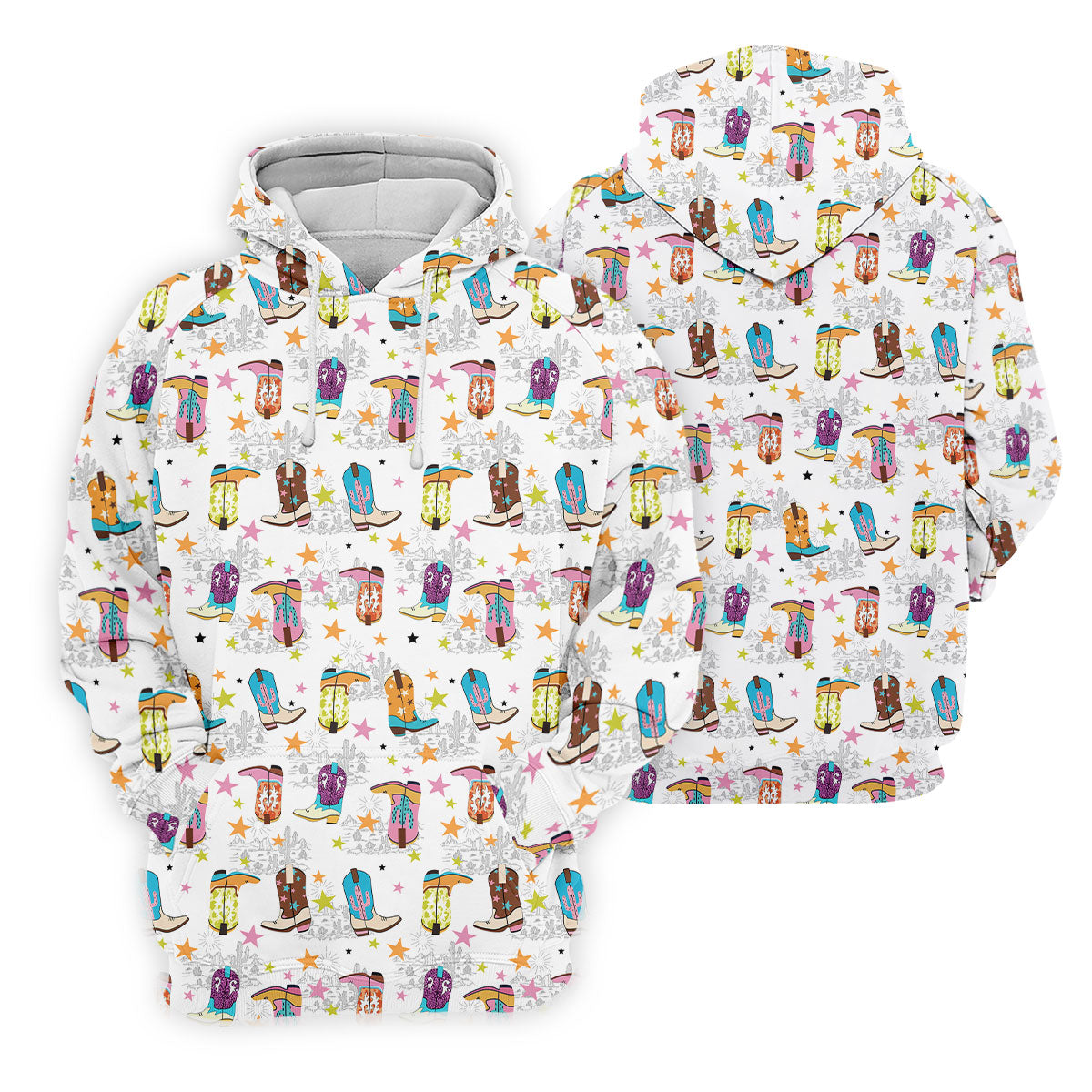 Colorful Western Cowboy Boots Pattern Hawaiian Golf Shirt, Golf Apparel For Men, Mens Golf Polo