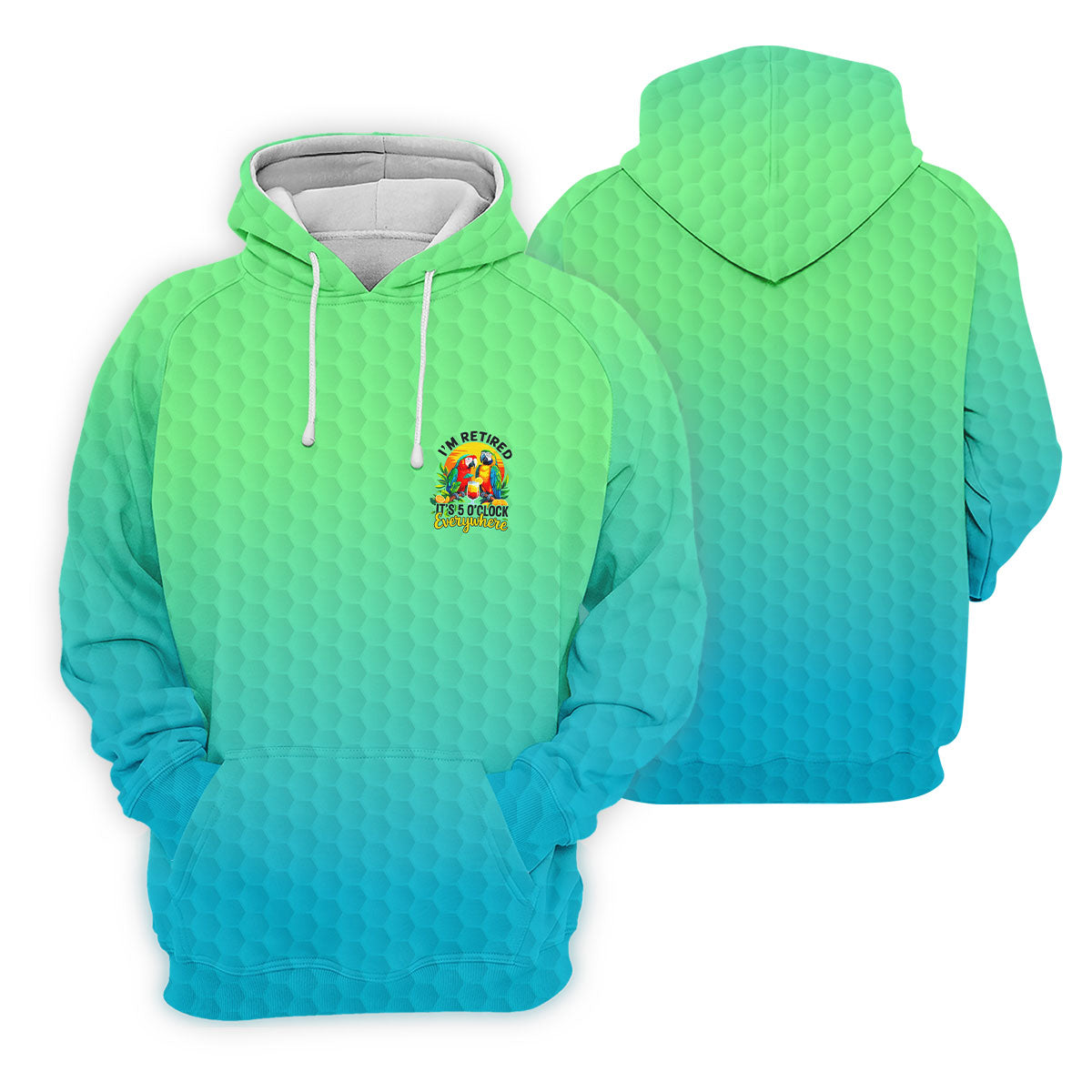 Tropical Retired Parrot Cocktail Golf Polo Shirt, Golf Shirts For Men, Printed Golf Shirts