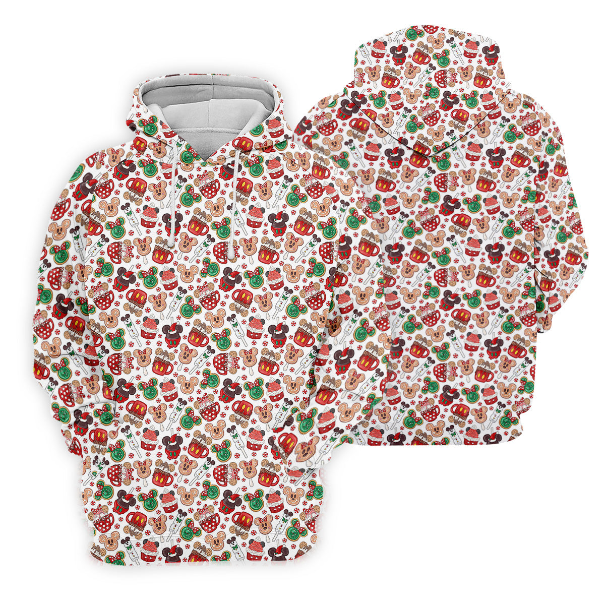 Cute Christmas Dessert Pattern Golf Tops For Men, Cartoon Character Polo Shirts For Men, Christmas Golf Shirt