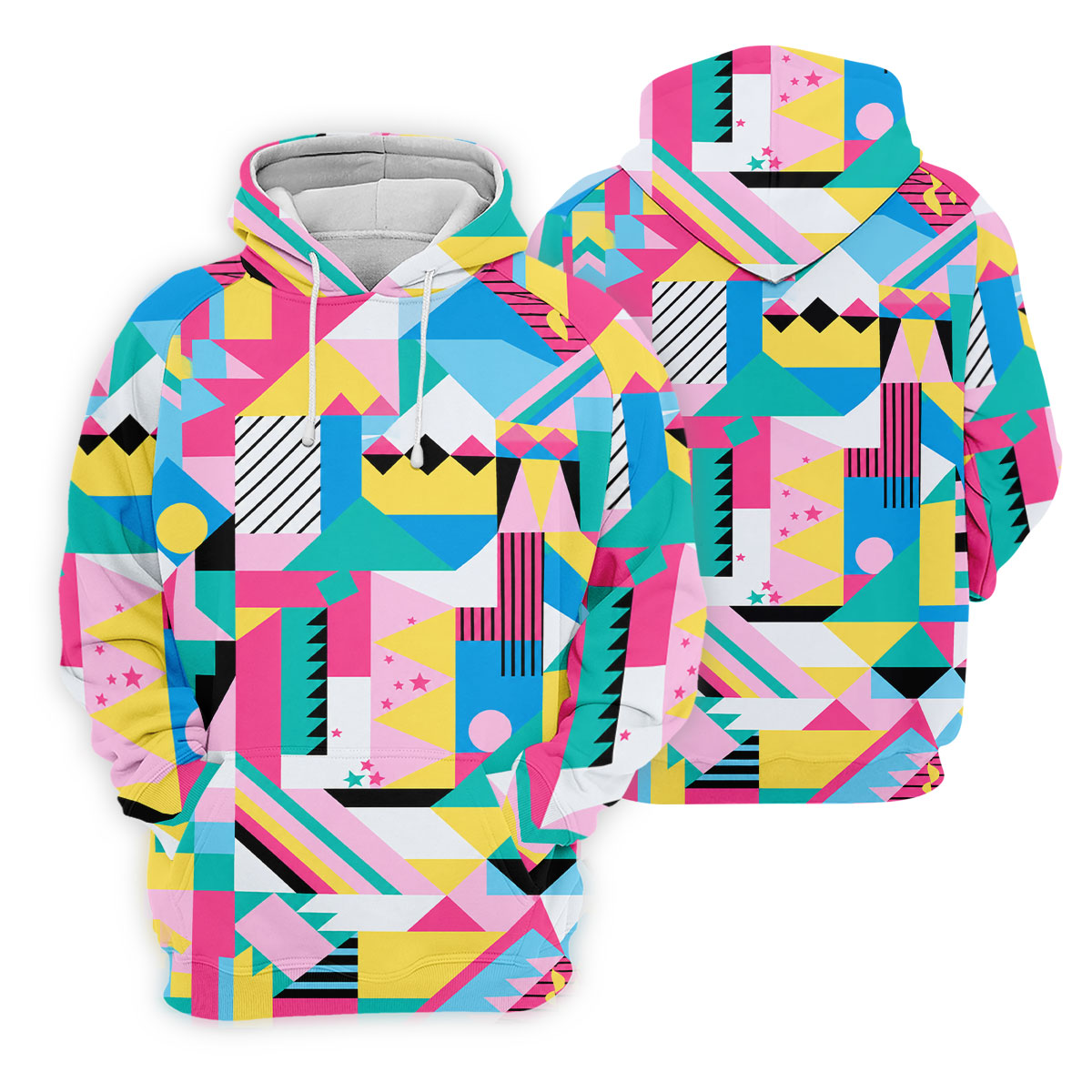 Memphis Pattern Golf Shirt, Retro 80s Geometric Color Block Design, Golf Shirt For Men