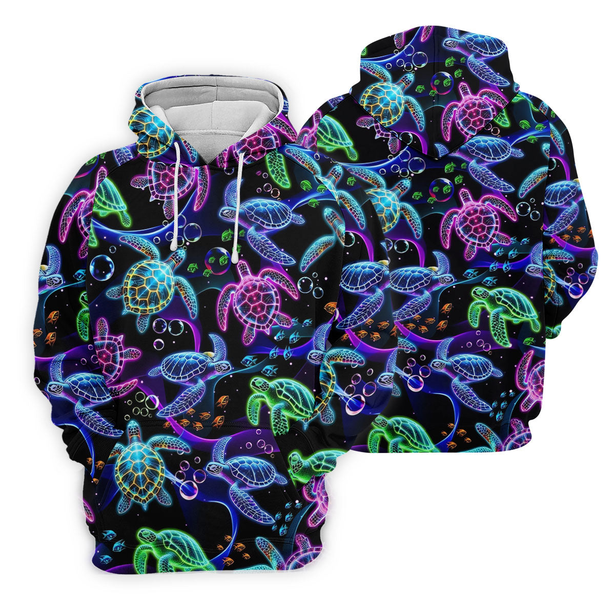 Neon Sea Turtle Ocean Pattern Hawaiian Golf Polo Shirt, Women’s Golf Polo, Ladies Golf Shirts