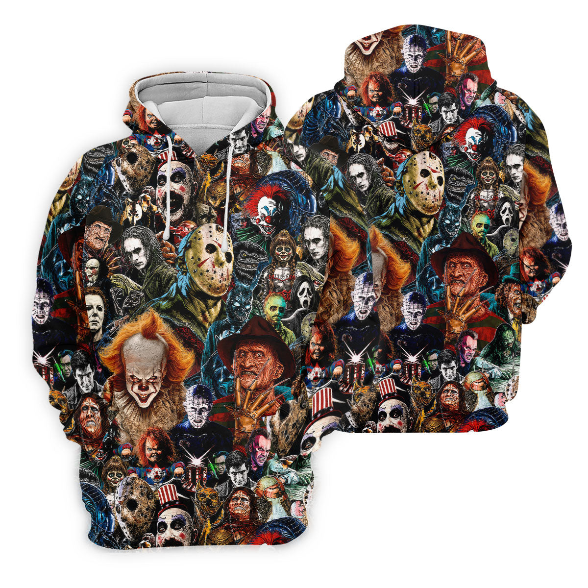 Classic Horror Character Icons Collage Golf Polo Shirt, Women's Golf Polo, Ladies Golf Shirts