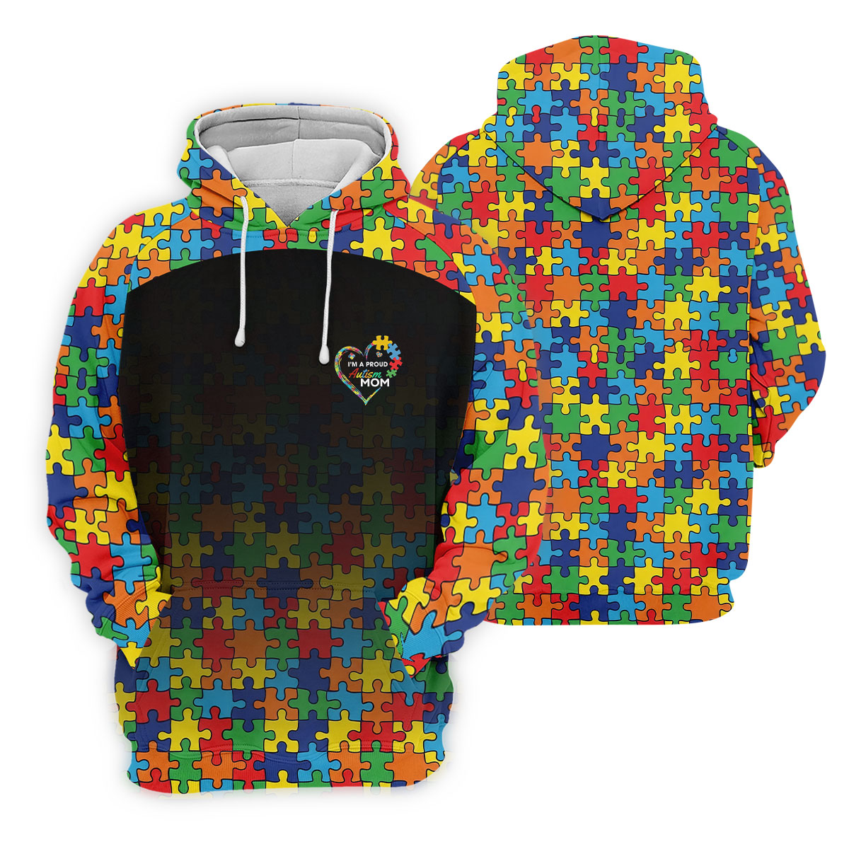 I'm A Proud Autism Mom Autism Awareness Puzzle Pattern Black Fade Women's Golf Tops, Golf Gifts For Mom