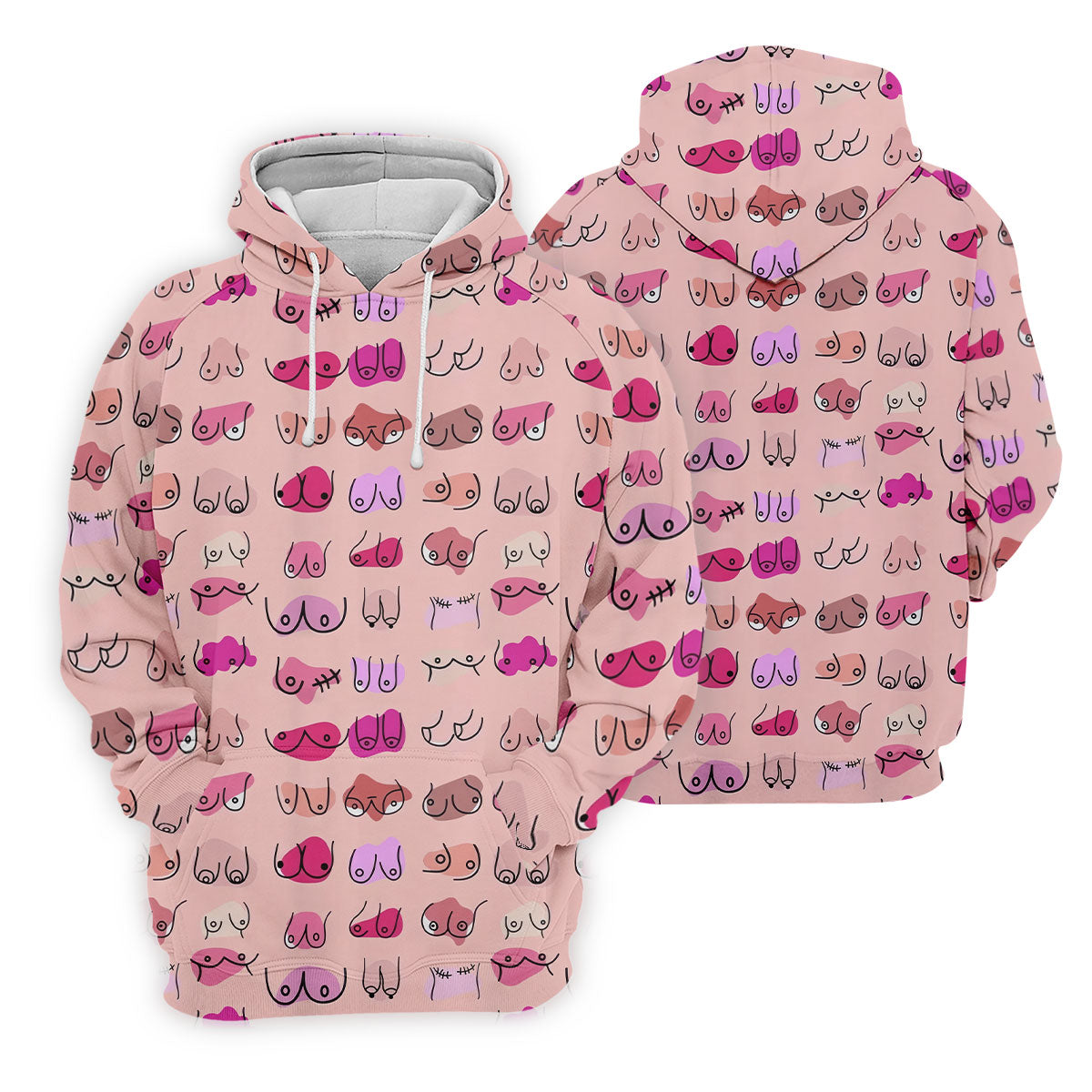 Pink Funny Boob Pattern Golf Polo Shirt, Women's Golf Tops, Golf Polo For Women