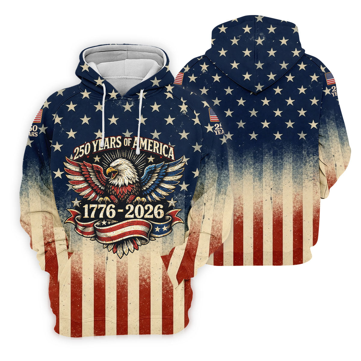 250 Years Bald Eagle US Flag Retro Golf Shirt, Patriotic 4th Of July Golf Shirt For Women