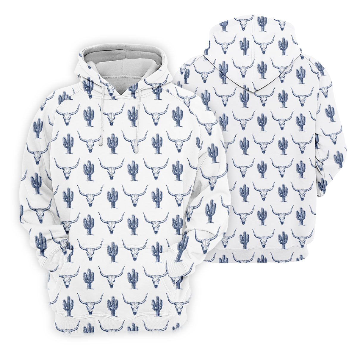 Western Longhorn And Cactus Pattern Hawaiian Golf Shirt, Golf Shirts For Men, Polo Shirts For Men