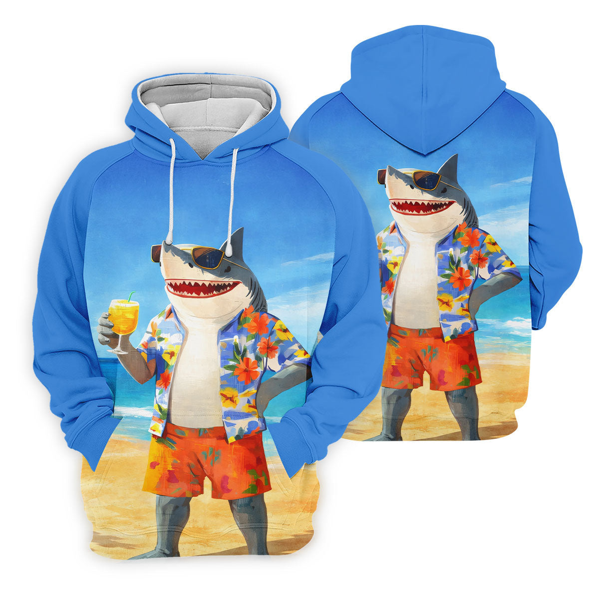 Funny Shark On Tropical Beach Vacation Golf Polo Shirt, Golf Shirts For Men, Hawaiian Golf Shirt