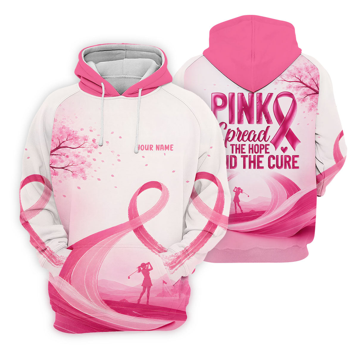 Custom Pink Spread Hope Find Cure Breast Cancer Golf Polo Shirt, Ladies Golf Tops, Women’s Golf Polo