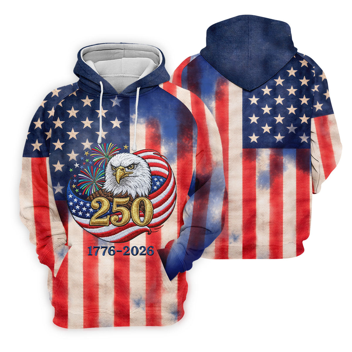 250 Years Bald Eagle US Flag Faded Color Retro Golf Shirt, Patriotic 4th Of July Golf Shirt For Women