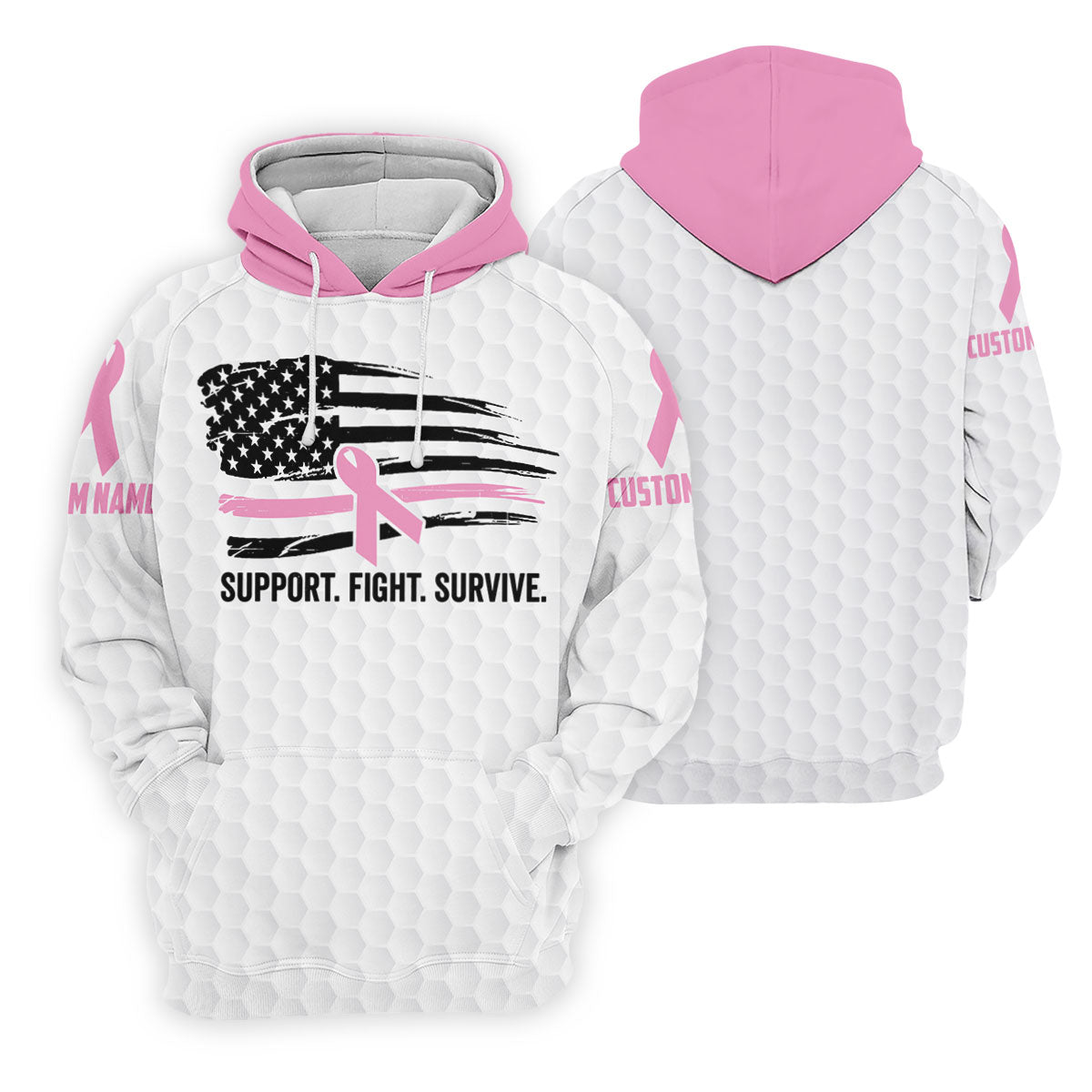 Custom Support Fight Survive Breast Cancer Polo Shirt, Ladies Golf Tops, Women’s Golf Polo