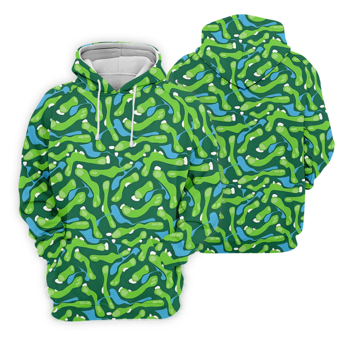 Golf Course Layout Golf Shirt, Fairway Water Hazard Pattern, Golf Shirt For Women