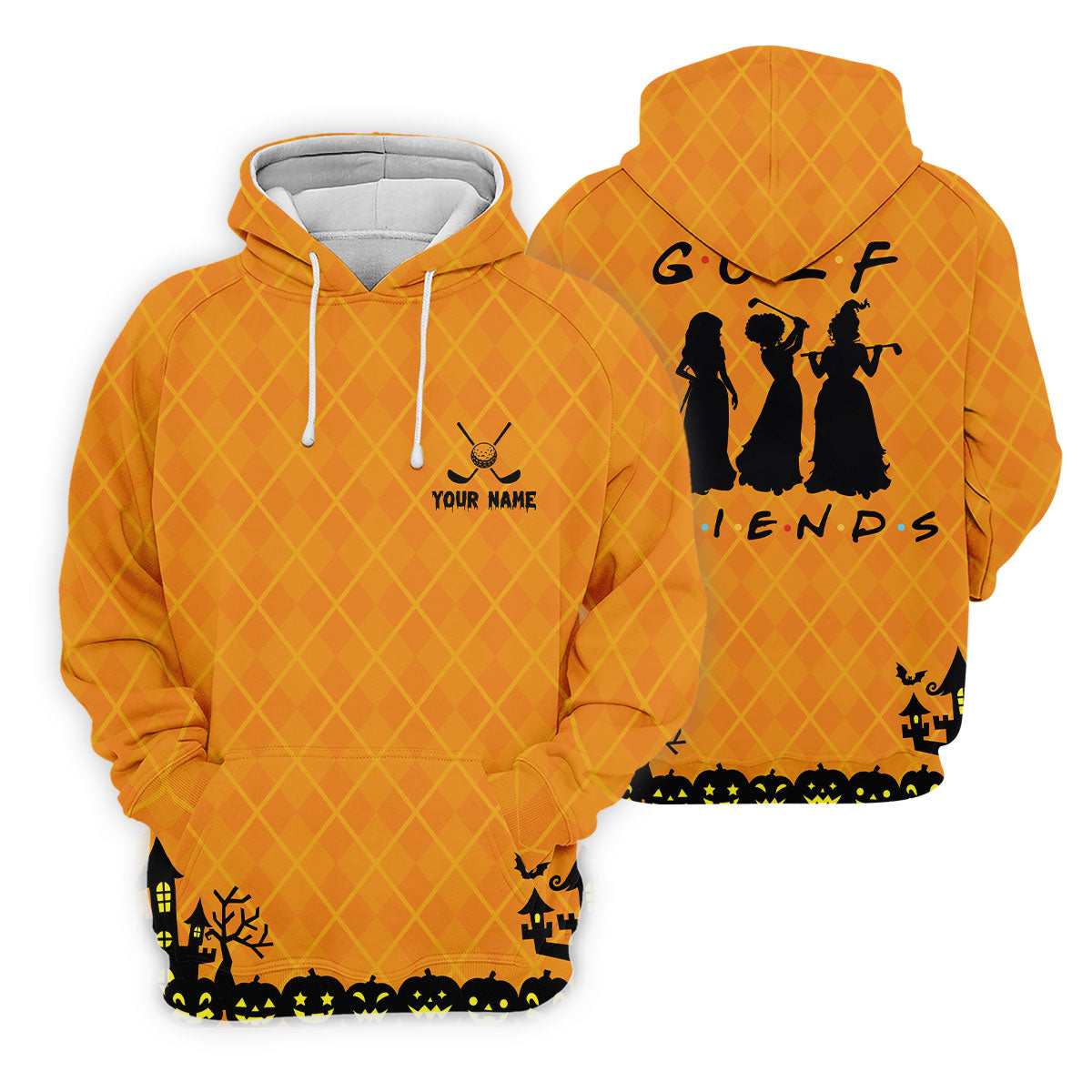 Your Name Golf Friends Horror Character Polo Shirt, Womens Golf Tops, Halloween Shirt