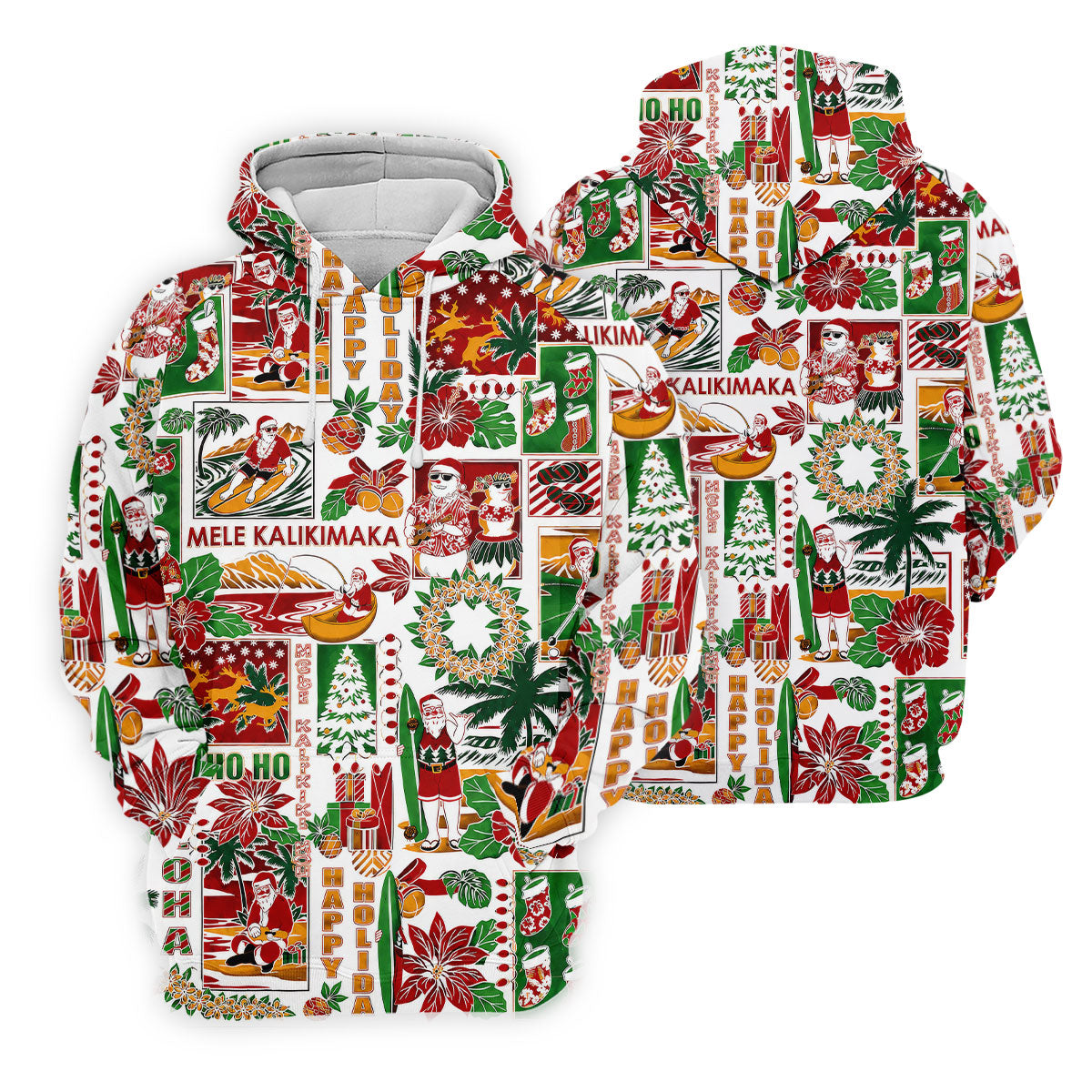 Men's Mele Kalikimaka Hawaiian Christmas Golf Shirt, Tropical Santa Holiday Golf Shirt, Golf Apparel For Men