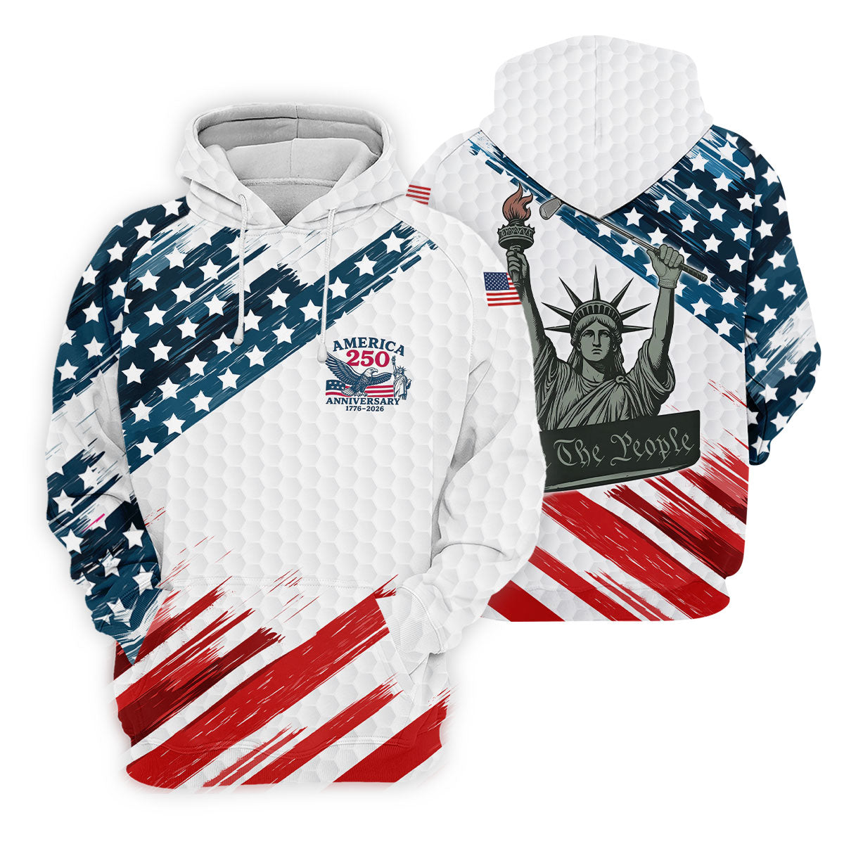 We The People Funny Statue Of Liberty US Flag Golf Shirt, 250 Years 4th Of July Golf Shirt For Women