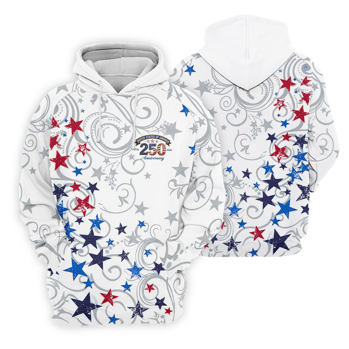 United States Of America 250 Anniversary Patriotic 4th Of July Golf Shirt, Red Blue Stars Golf Shirts For Men