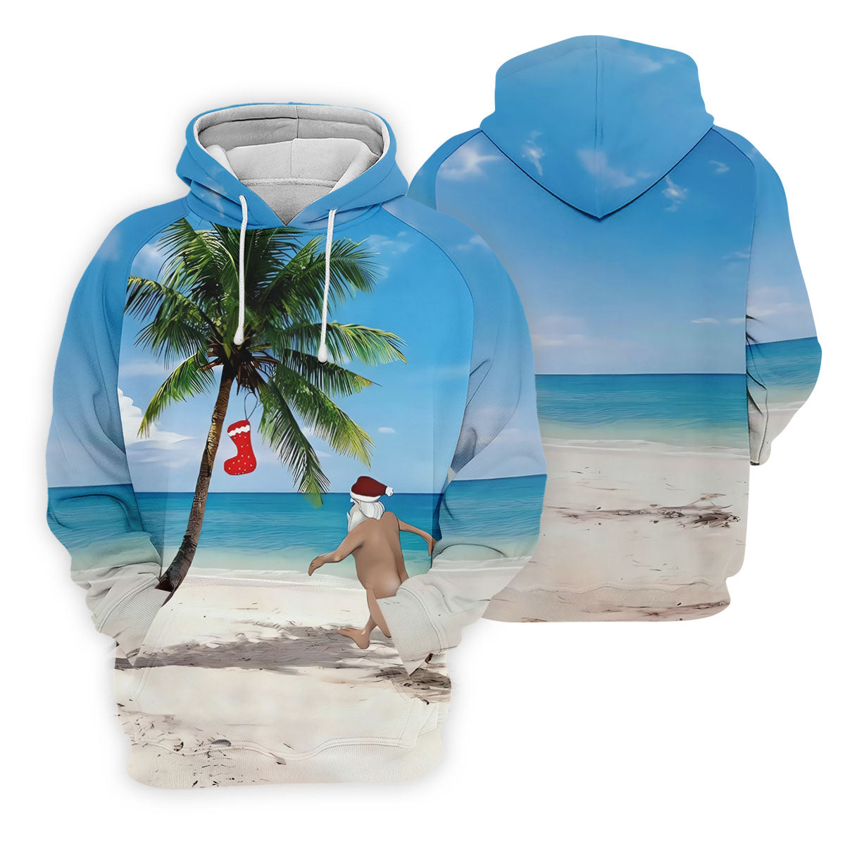 Funny Santa Running On Tropical Beach Christmas Golf Shirt, Women's Golf Tops, Golf Shirts For Women