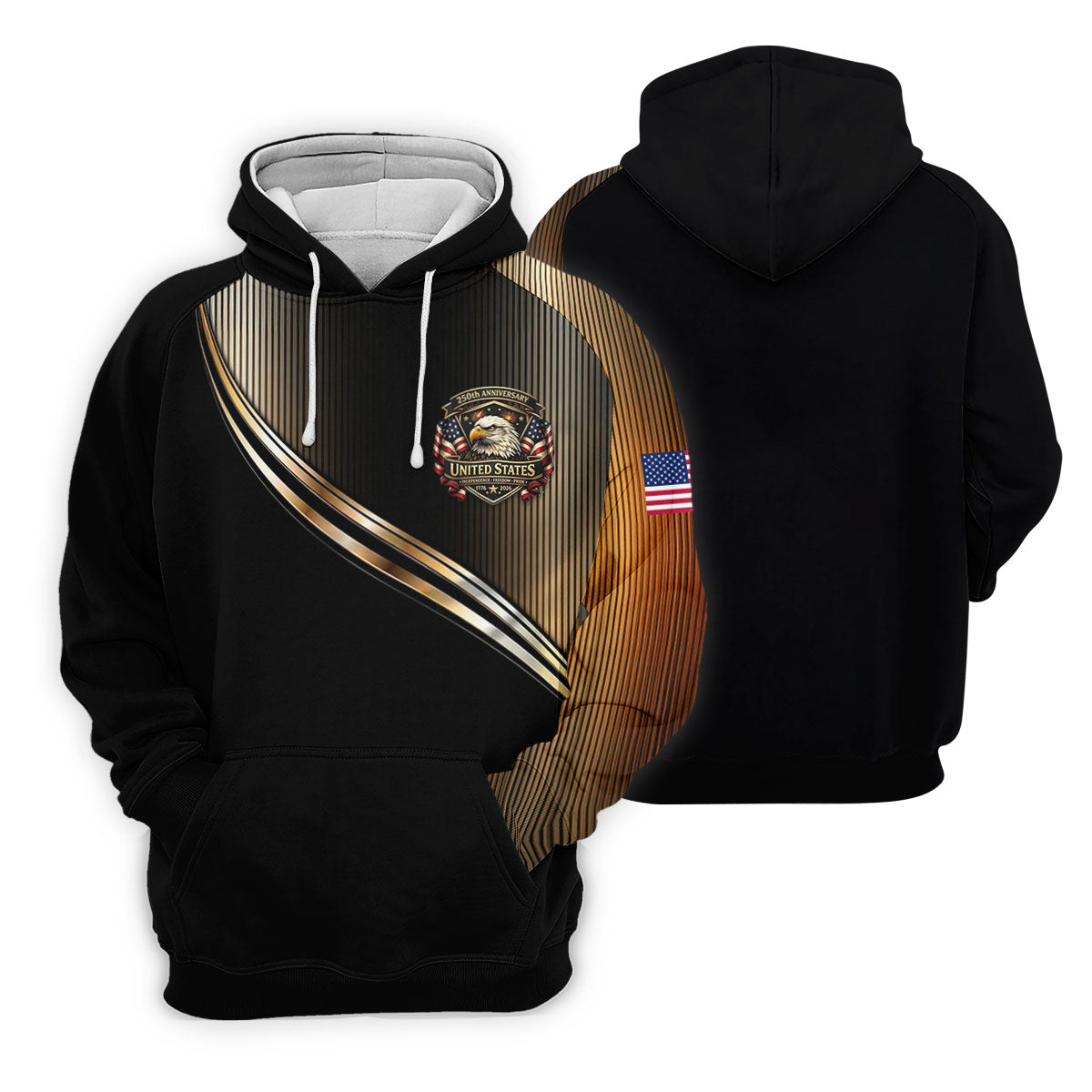 250th Anniversary Metallic Looking Patriotic Golf Shirt, 4th Of July Golf Shirt For Women