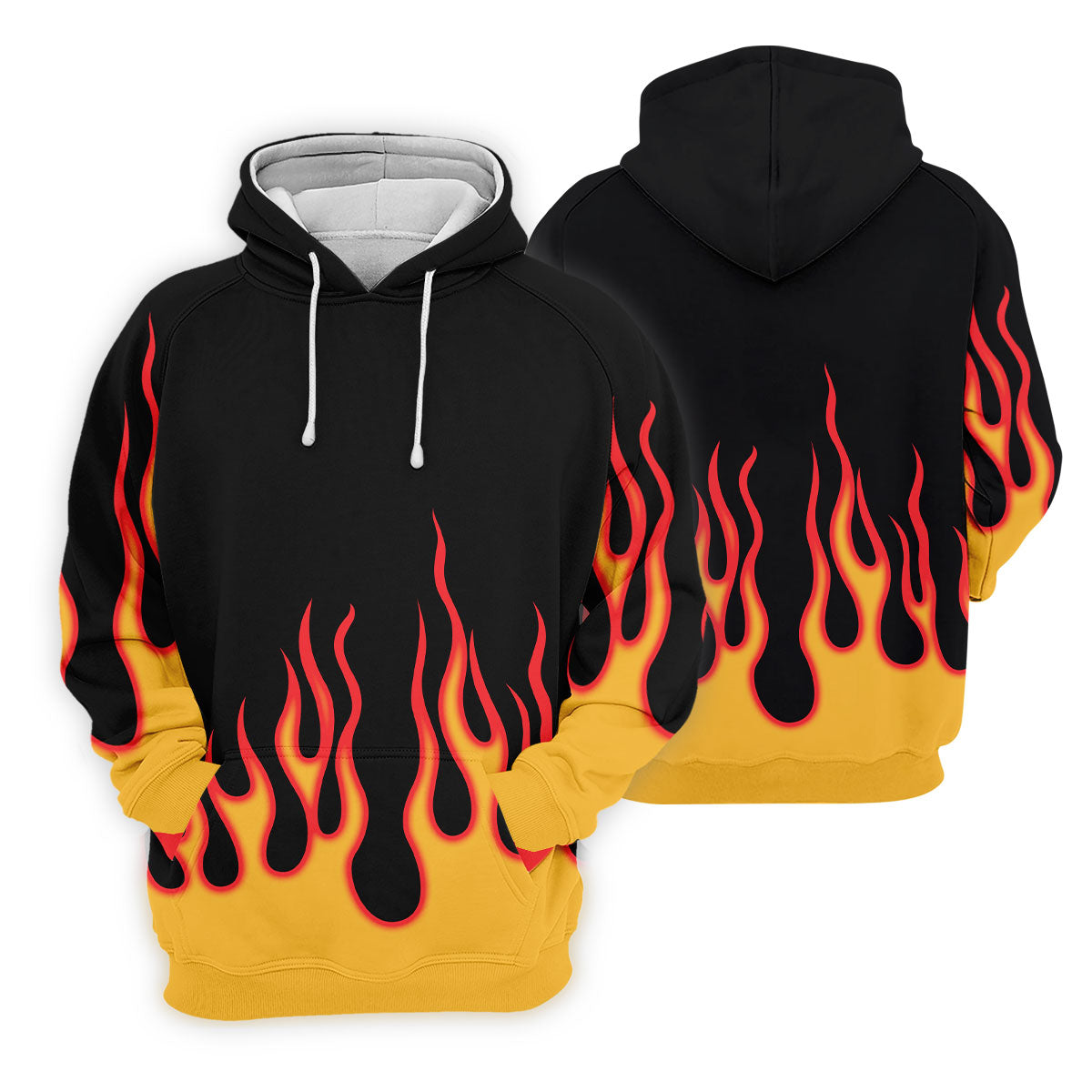 Black Red Yellow Flame Sleeve Golf Shirt, Hawaiian Golf Shirt, Golf Tops For Women